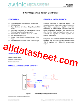 AW9203 Datasheet PDF - Shanghai awinic technology co.,ltd