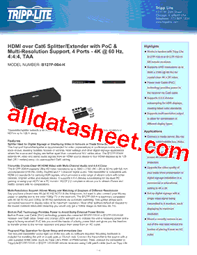 B127P-004-H Datasheet PDF - Tripp Lite. All Rights Reserved