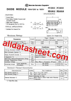 PD10012 Datasheet PDF - Nihon Inter Electronics Corporation