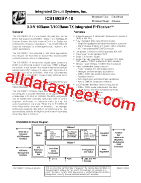 ICS1893BY-10 Datasheet PDF - Integrated Circuit Systems