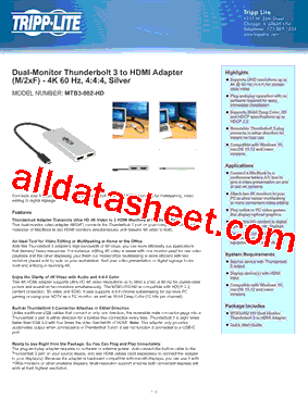 MTB3-002-HD Datasheet PDF - Tripp Lite. All Rights Reserved