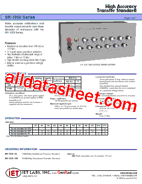 SR1050 Datasheet PDF - IET Labs Inc.