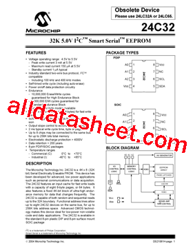 24C32 Datasheet PDF - Microchip Technology