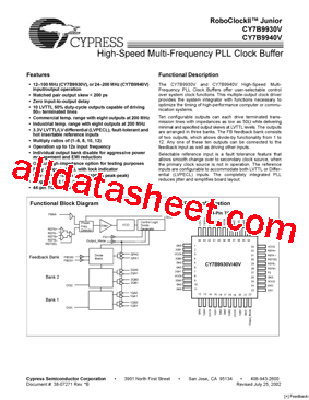 CY7B9930V Datasheet PDF - Cypress Semiconductor