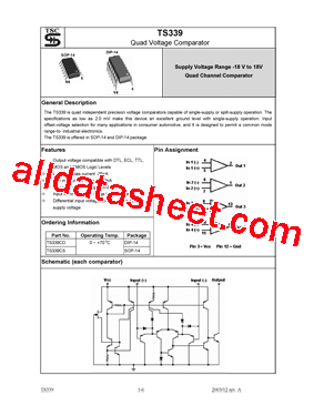 TS339CD Datasheet PDF - Taiwan Semiconductor Company, Ltd