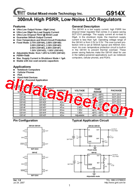 G914X Datasheet PDF - Global Mixed-mode Technology Inc