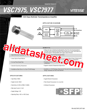 VSC7975 Datasheet PDF - Vitesse Semiconductor Corporation