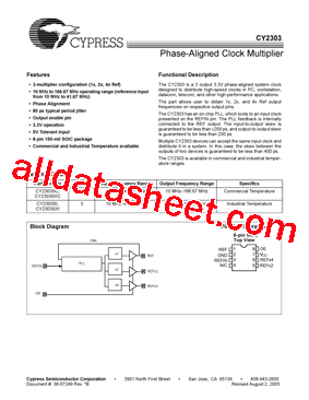 CY2303 Datasheet PDF - Cypress Semiconductor