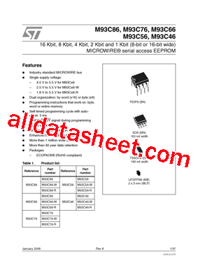 M93C76-RBN6TP Datasheet PDF - STMicroelectronics