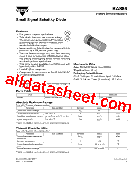 BAS86 Datasheet PDF - Vishay Siliconix