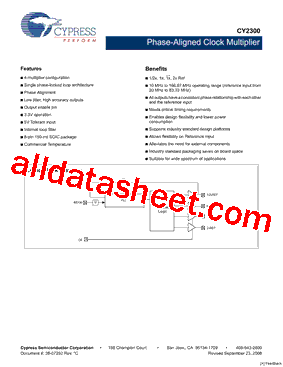 CY2300 Datasheet PDF - Cypress Semiconductor
