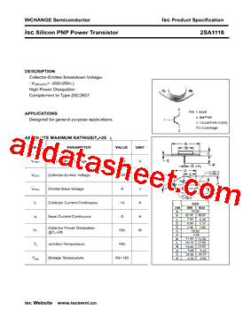 2SA1116 Datasheet PDF - Inchange Semiconductor Company Limited