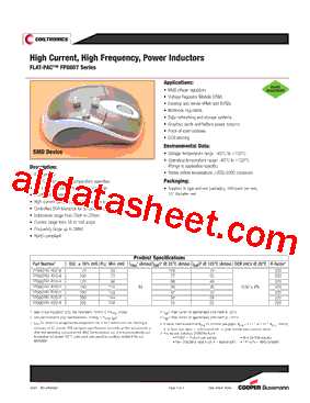 FP0807R1-R07-R Datasheet PDF - Cooper Bussmann, Inc.
