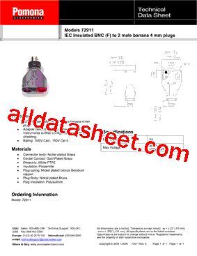 72911 Datasheet PDF - Pomona Electronics