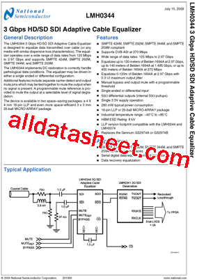 LMH0344 Datasheet PDF - National Semiconductor (TI)