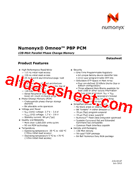 NP8P128A13BSM60E Datasheet PDF - Numonyx B.V