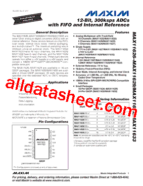MAX11626 Datasheet PDF - Maxim Integrated Products