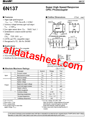 6N137 Datasheet PDF - Sharp Corporation