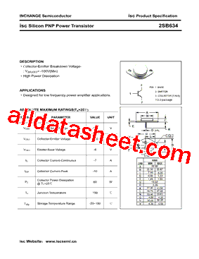 2SB634 Datasheet PDF - Inchange Semiconductor Company Limited