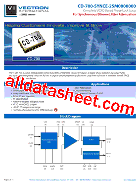 CD-700-SYNCE-25M0000000 Datasheet PDF - Vectron International, Inc