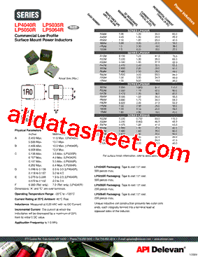 LP5050R-R22M Datasheet PDF - API Delevan