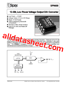 SP9600KS Datasheet PDF - Sipex Corporation