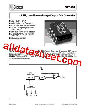 SP9601JS Datasheet PDF - Sipex Corporation