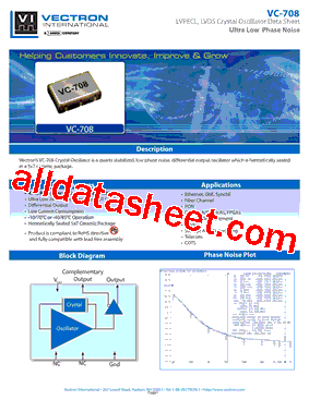 VC-708 Datasheet PDF - Vectron International, Inc