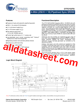 CY7C1327G Datasheet PDF - Cypress Semiconductor