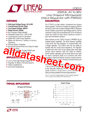 LT3013MPFE Datasheet PDF - Linear Technology