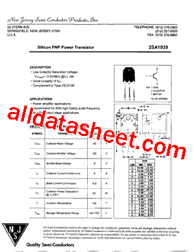 2SA1939 Datasheet PDF - New Jersey Semi-Conductor Products, Inc.