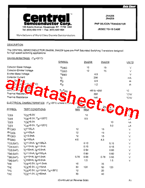 2N4208 Datasheet PDF - Central Semiconductor Corp