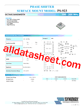 PS-923 Datasheet PDF - SYNERGY MICROWAVE CORPORATION