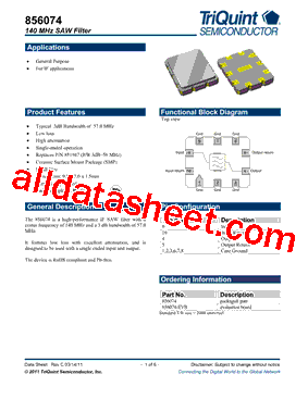856074 Datasheet PDF - TriQuint Semiconductor