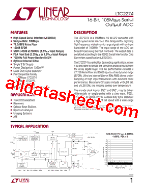 LTC2274 Datasheet PDF - Linear Technology