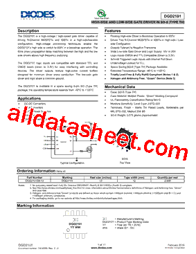 DGD2101 Datasheet PDF - Diodes Incorporated