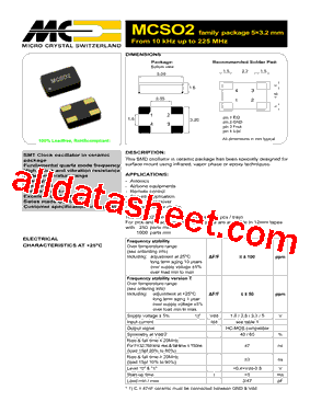 MCSO2 Datasheet PDF - MICORO CRYSTAL SWITZERLAND