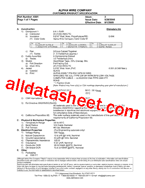 6301 Datasheet PDF - Alpha Wire