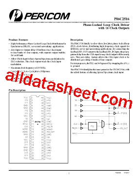 PI6C2516 Datasheet PDF - Pericom Semiconductor Corporation