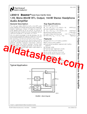 LM4919 Datasheet PDF - National Semiconductor (TI)