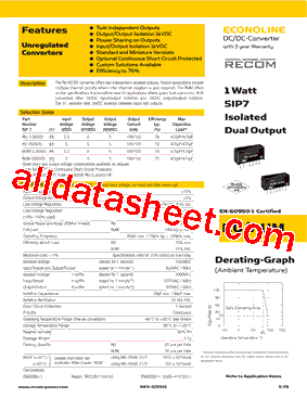 RUM-3.30505 Datasheet PDF - Recom International Power