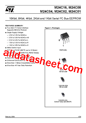 M24C01-RBN3TP Datasheet PDF - STMicroelectronics