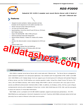 RDS-P3000 Datasheet PDF - ORing Industrial Networking Corp
