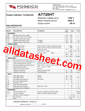 AT720HT Datasheet PDF - Power Semiconductors
