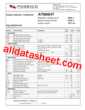 AT866HT Datasheet PDF - Power Semiconductors